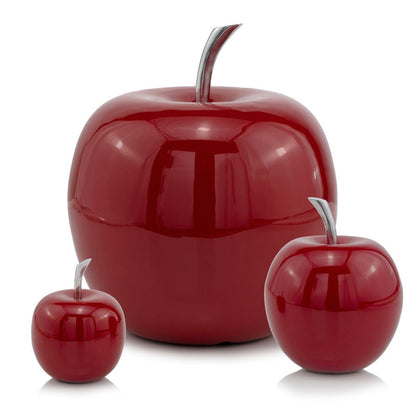 6" Red Aluminum Decorative Apple Tabletop Sculpture