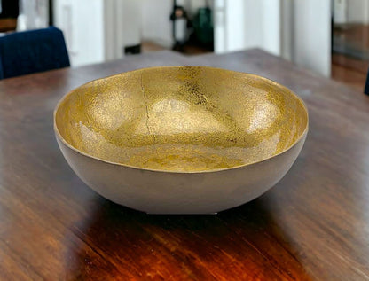 17" Gold and Bronze Aluminum Round Centerpiece Bowl