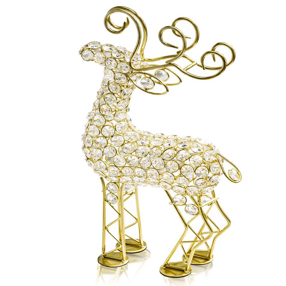 19" Gold Metal Reindeer Figurine