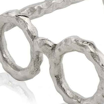 7" Silver Aluminum Textured Round Eyeglasses Tabletop Sculpture