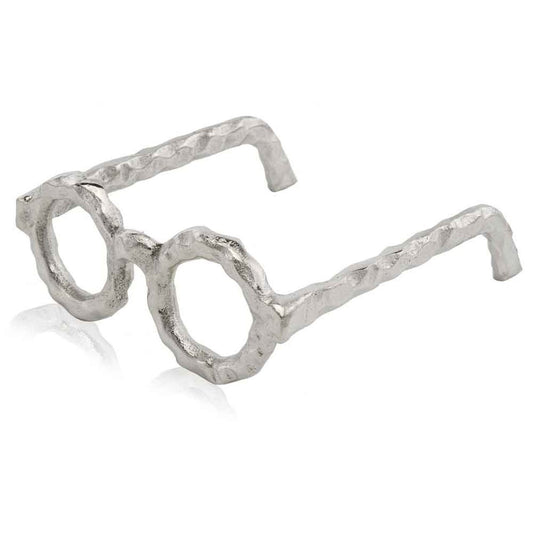 Hammered Silver Metal Eyeglasses Sculpture