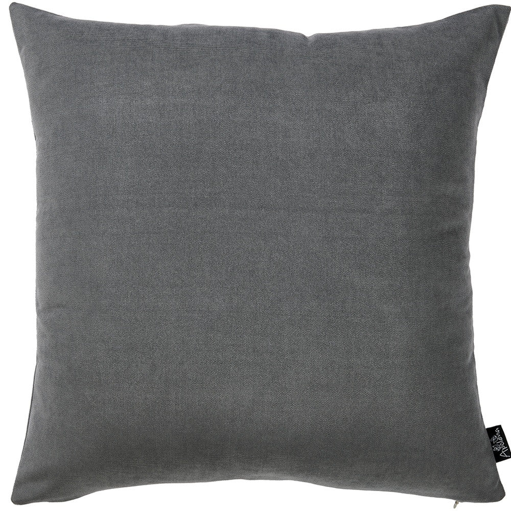 Set Of 2 Grey Brushed Twill Decorative Throw Pillow Covers