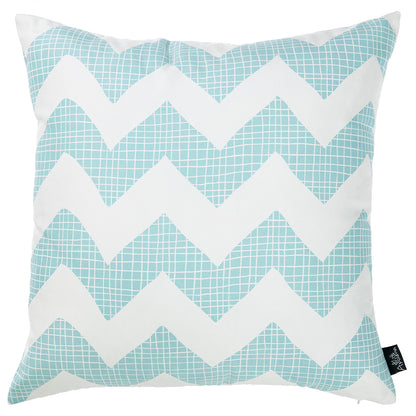 18" Aqua Chevron Throw Pillow Cover