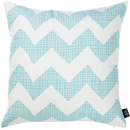 18" Aqua Chevron Throw Pillow Cover