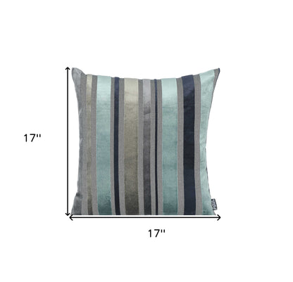 Set Of 2 Blue Variegated Stripe Decorative Pillow Covers