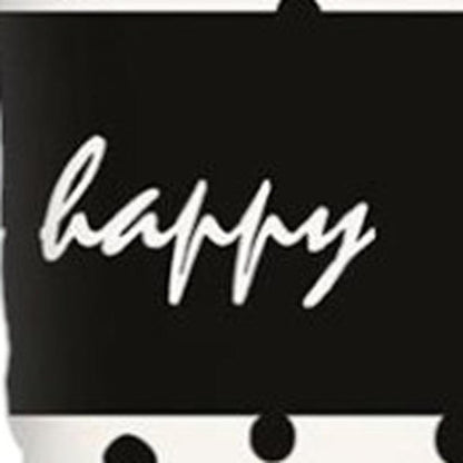 12" X 20" Black And White Lumbar Be Happy Polka Dot Throw Pillow Cover