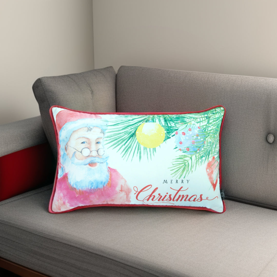 12" X 20" Red and White Christmas Polyester Pillow Cover