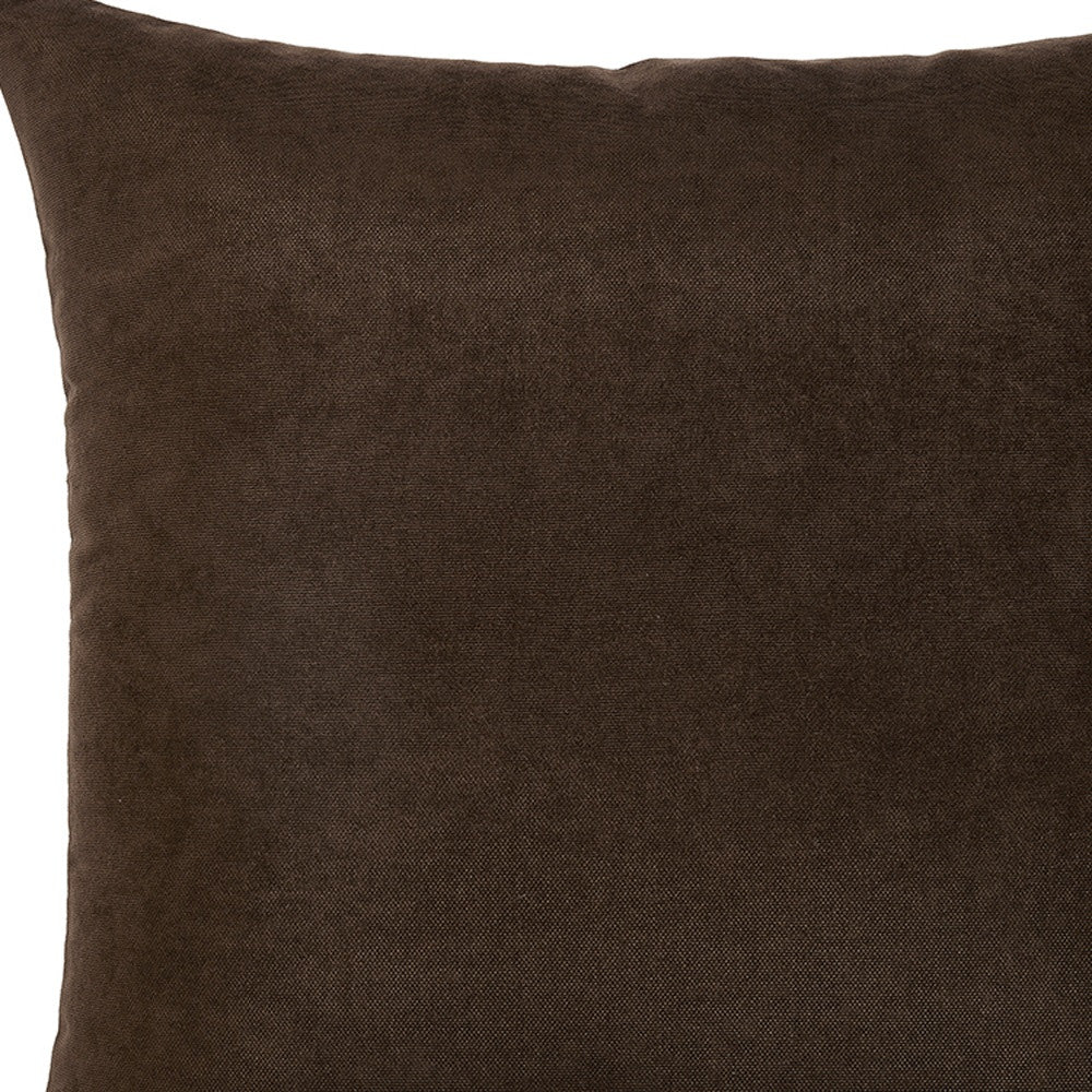 Set Of Two 18 X 18 Brown Solid Color Zippered Polyester Throw Pillow Cover