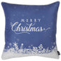18" Blue And White Merry Christmas Snowflakes Throw Pillow Cover