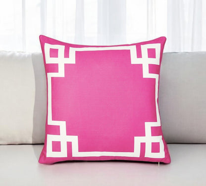 18" Pink and White Throw Pillow Cover