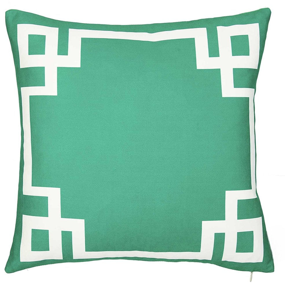 18" Green and White Geometric Throw Pillow Cover