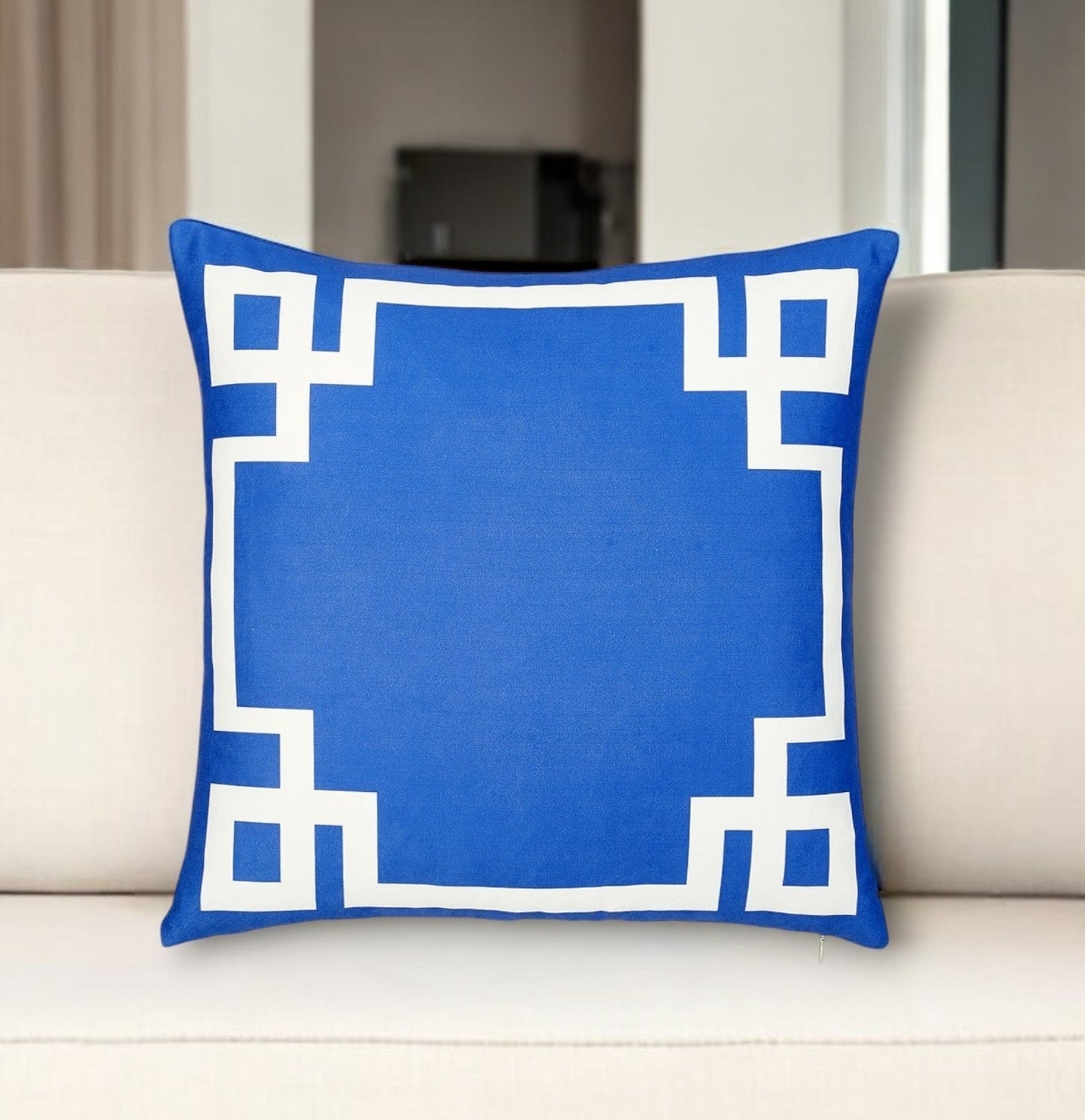 18" Blue and White Throw Pillow Cover