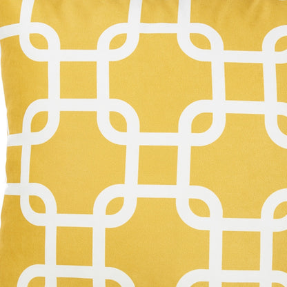 Yellow And White Lattice Decorative Throw Pillow Cover