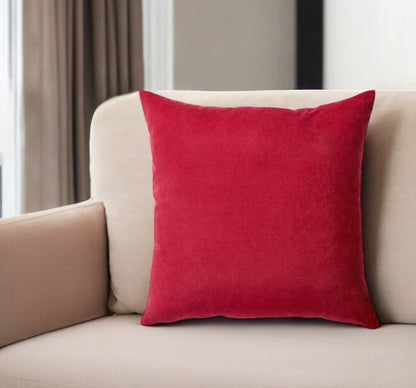 Set Of 2 Red Brushed Twill Decorative Throw Pillow Covers