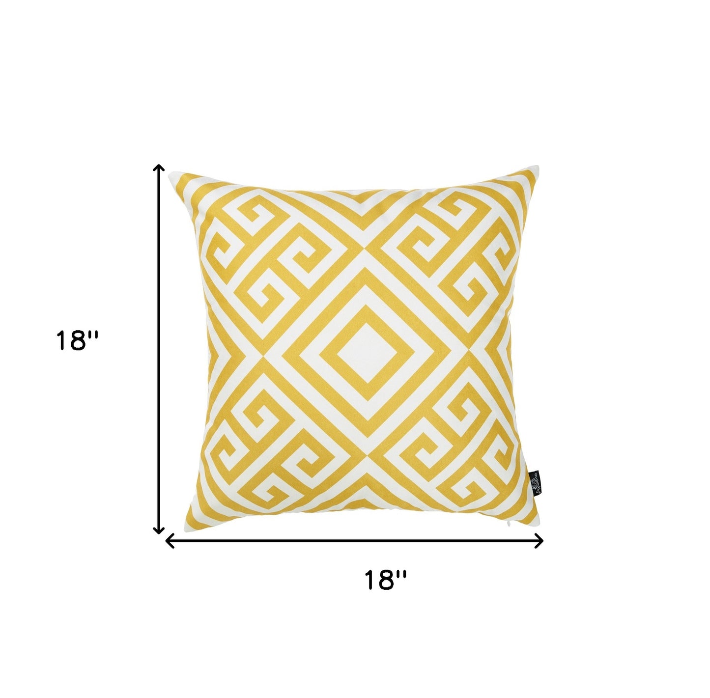 18" Yellow and White Greek Key Throw Pillow Cover