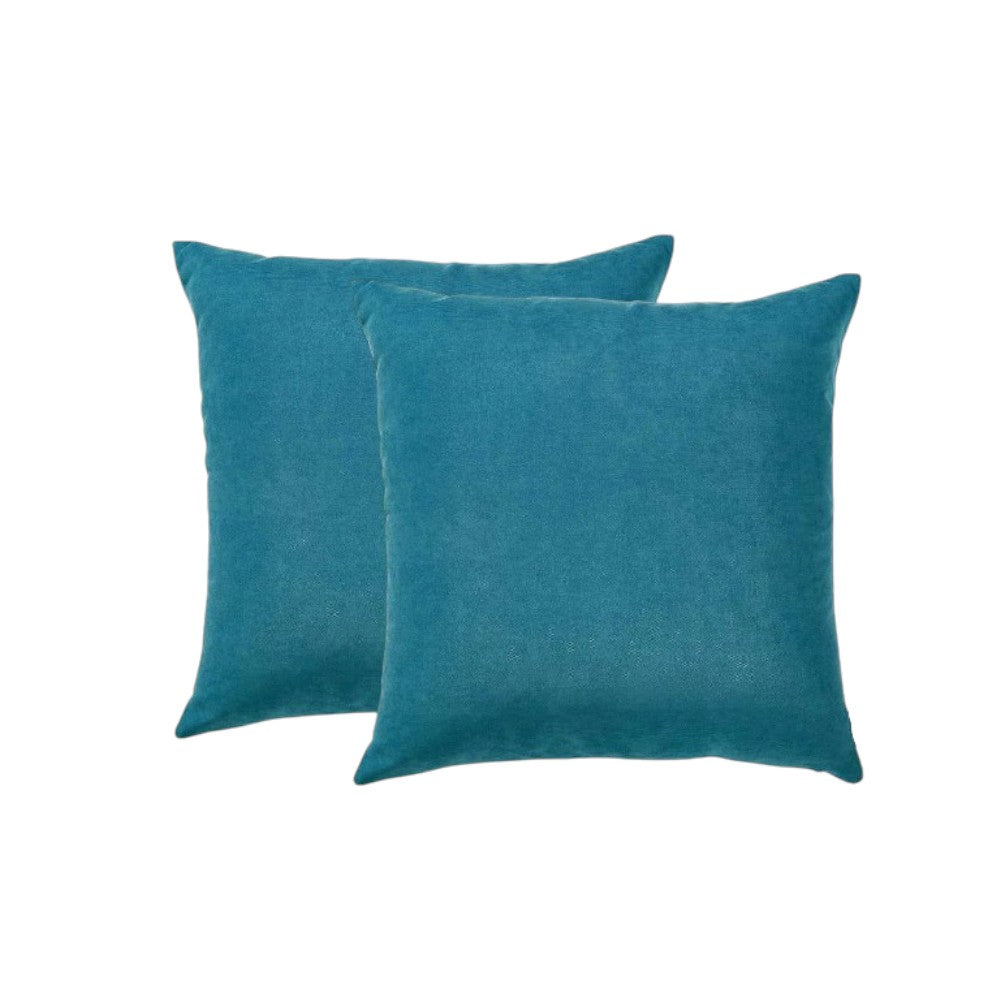 Set of Two 18" Teal Blue Brushed Twill Throw Pillow Covers