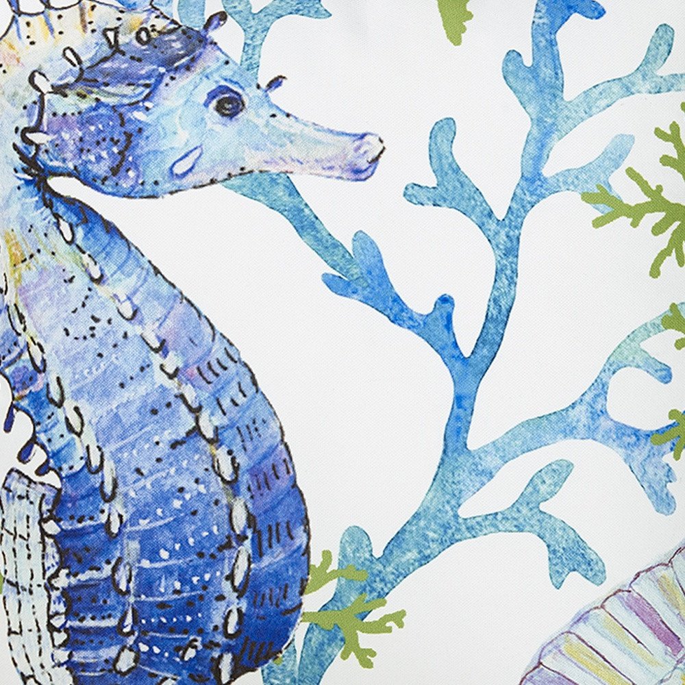 18" Blue And White Fabric Throw Pillow Cover