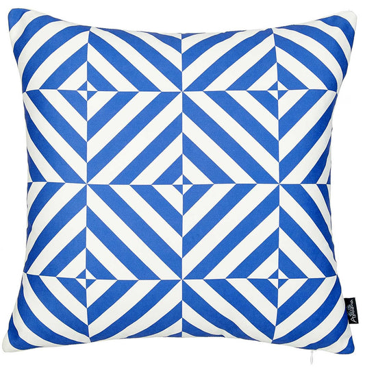 18" Blue and White Throw Pillow Cover