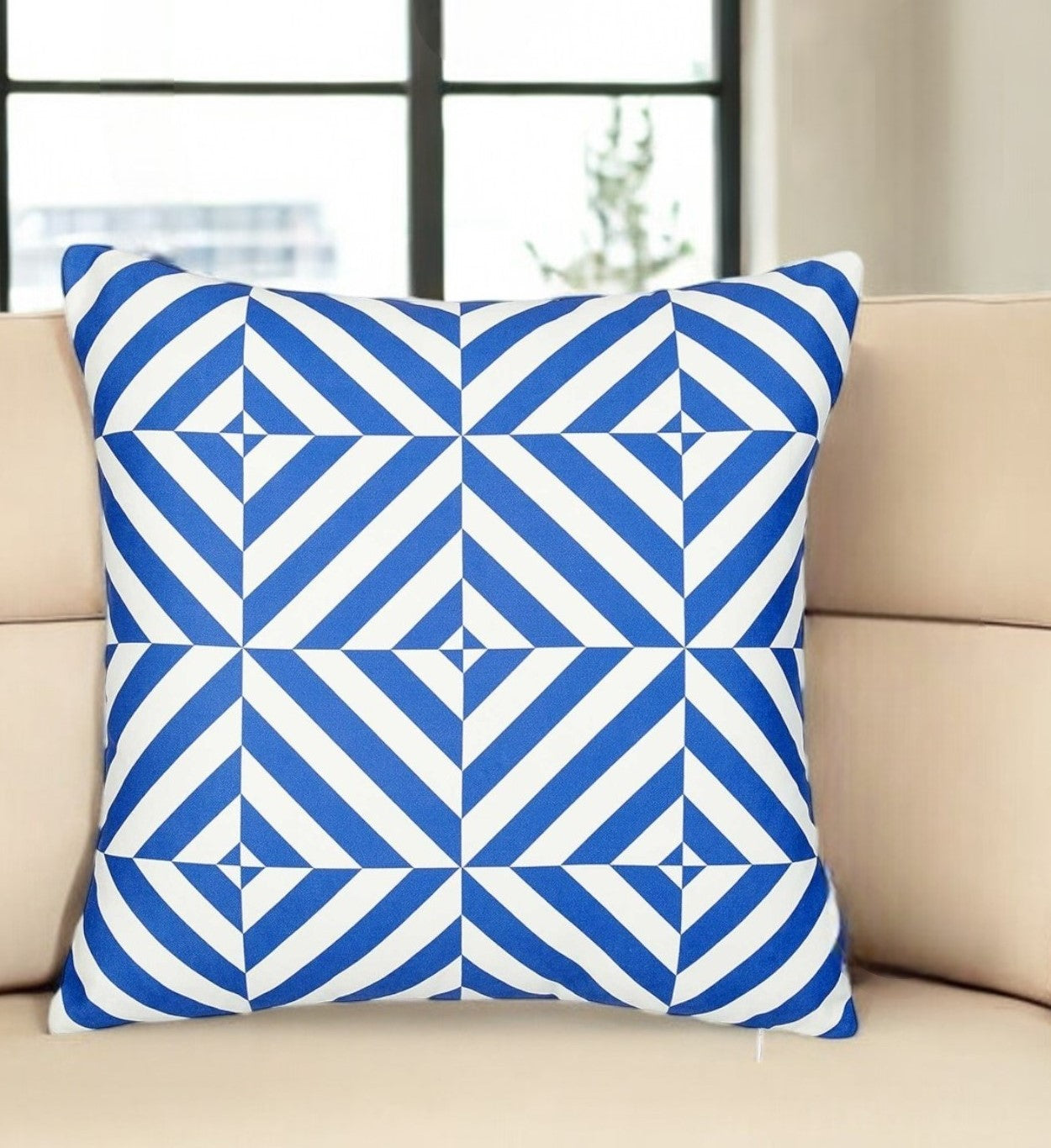 18" Blue and White Throw Pillow Cover