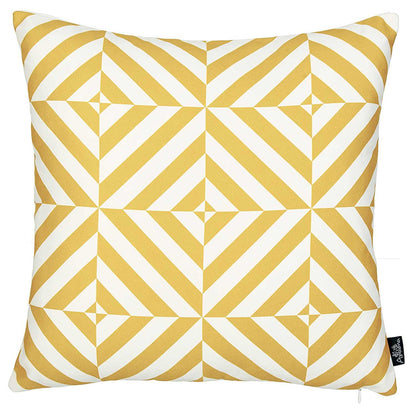 18" Yellow and White Throw Pillow Cover