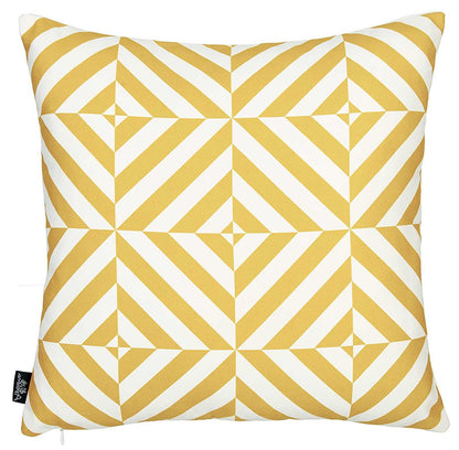 18" Yellow and White Throw Pillow Cover