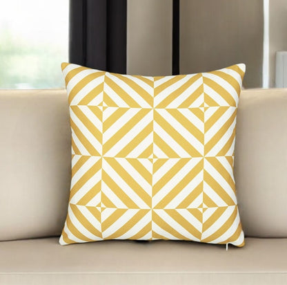 18" Yellow and White Throw Pillow Cover