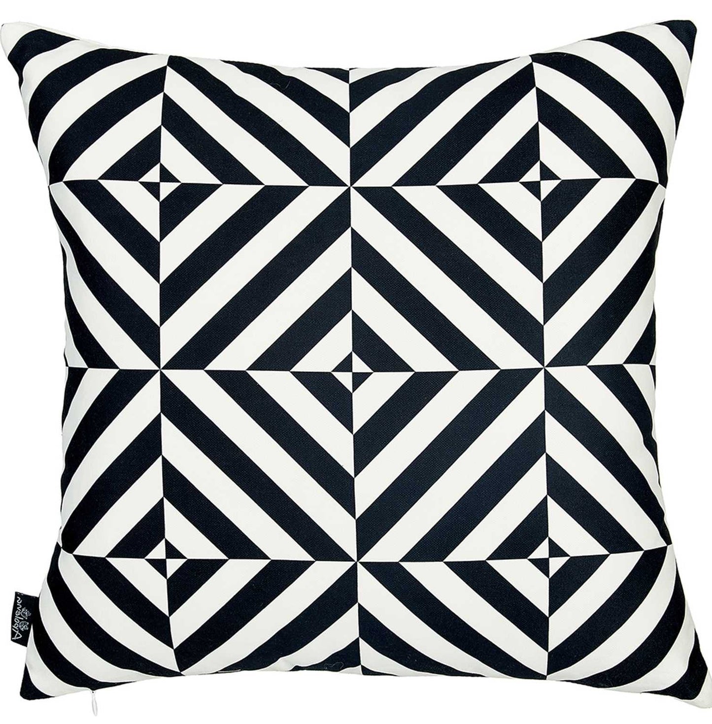 18" Black and White Geometric Throw Pillow Cover