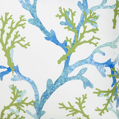 18" Blue Green And White Coral Throw Pillow Cover