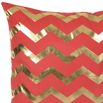 18" Red and Gold Throw Pillow Cover