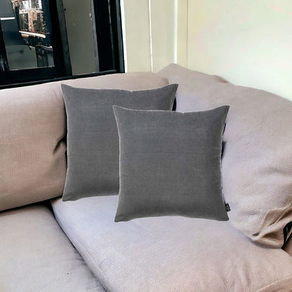 Set of Two 20" Gray Throw Pillow Covers