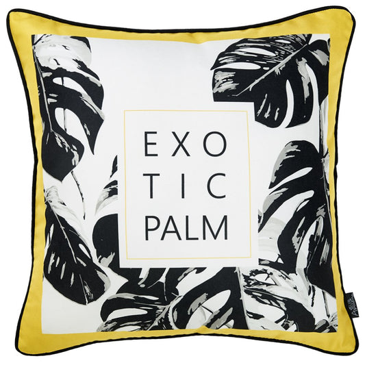 18" Black and White Fabrc Throw Pillow Cover