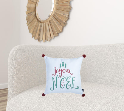 Joyeux Noel Square Printed Decorative Throw Pillow Cover