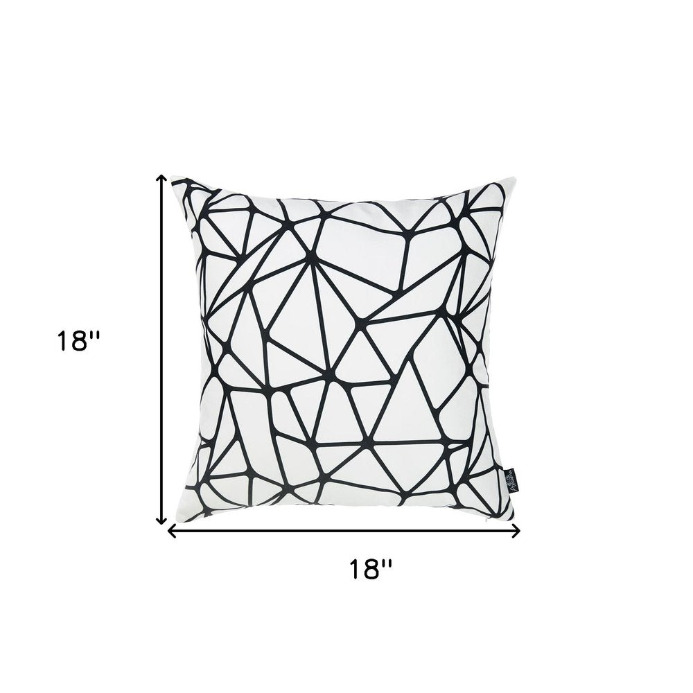 18" X 18" Black and White Polyester Pillow Cover