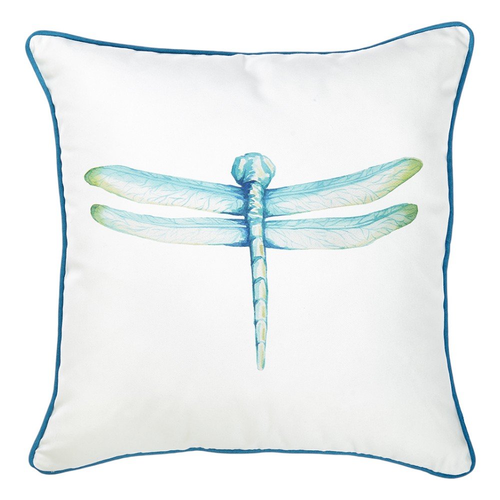 18" Blue and White Fabrc Throw Pillow Cover