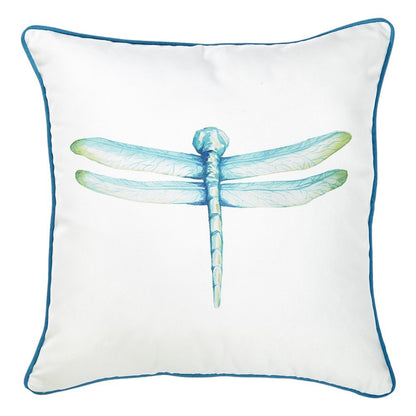 18" Blue and White Fabrc Throw Pillow Cover