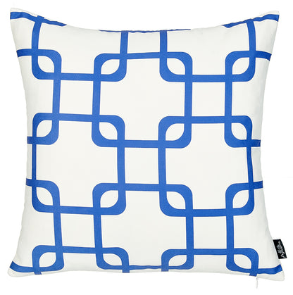 18" Blue and White Throw Pillow Cover