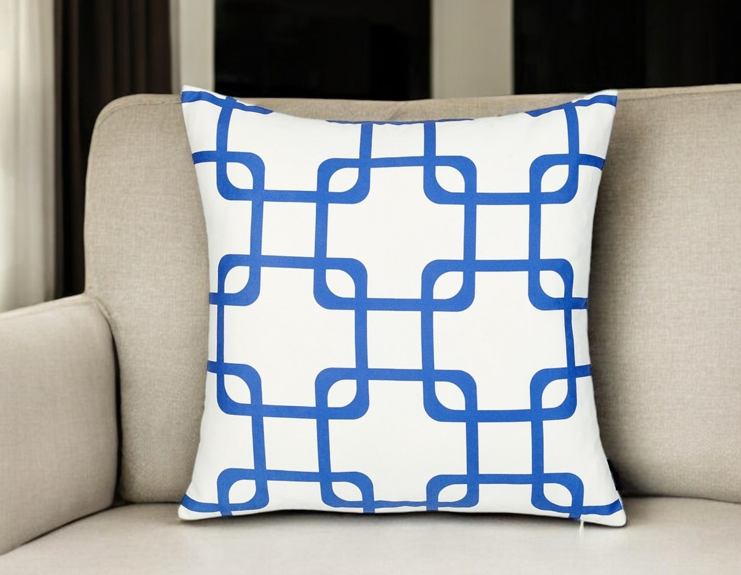 18" Blue and White Throw Pillow Cover