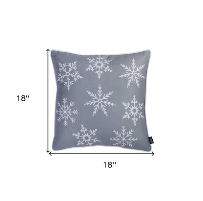 18" Silver Christmas Snowflakes Fabric Throw Pillow Cover