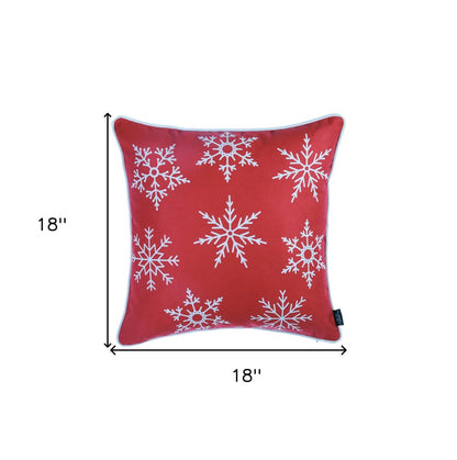 18" Red Christmas Snowflakes Decorative Throw Pillow Cover