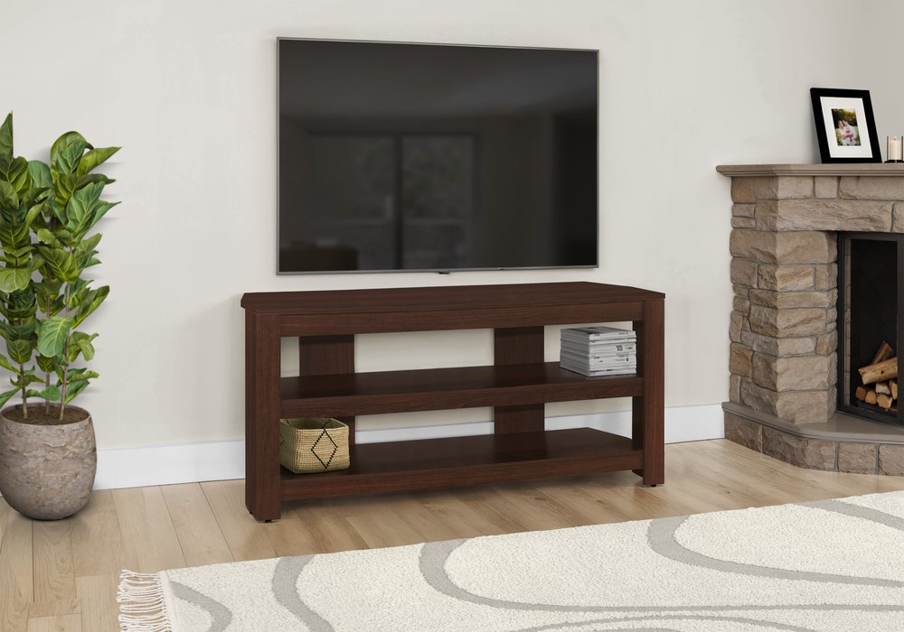 42" Dark Brown Open Shelving TV Stand