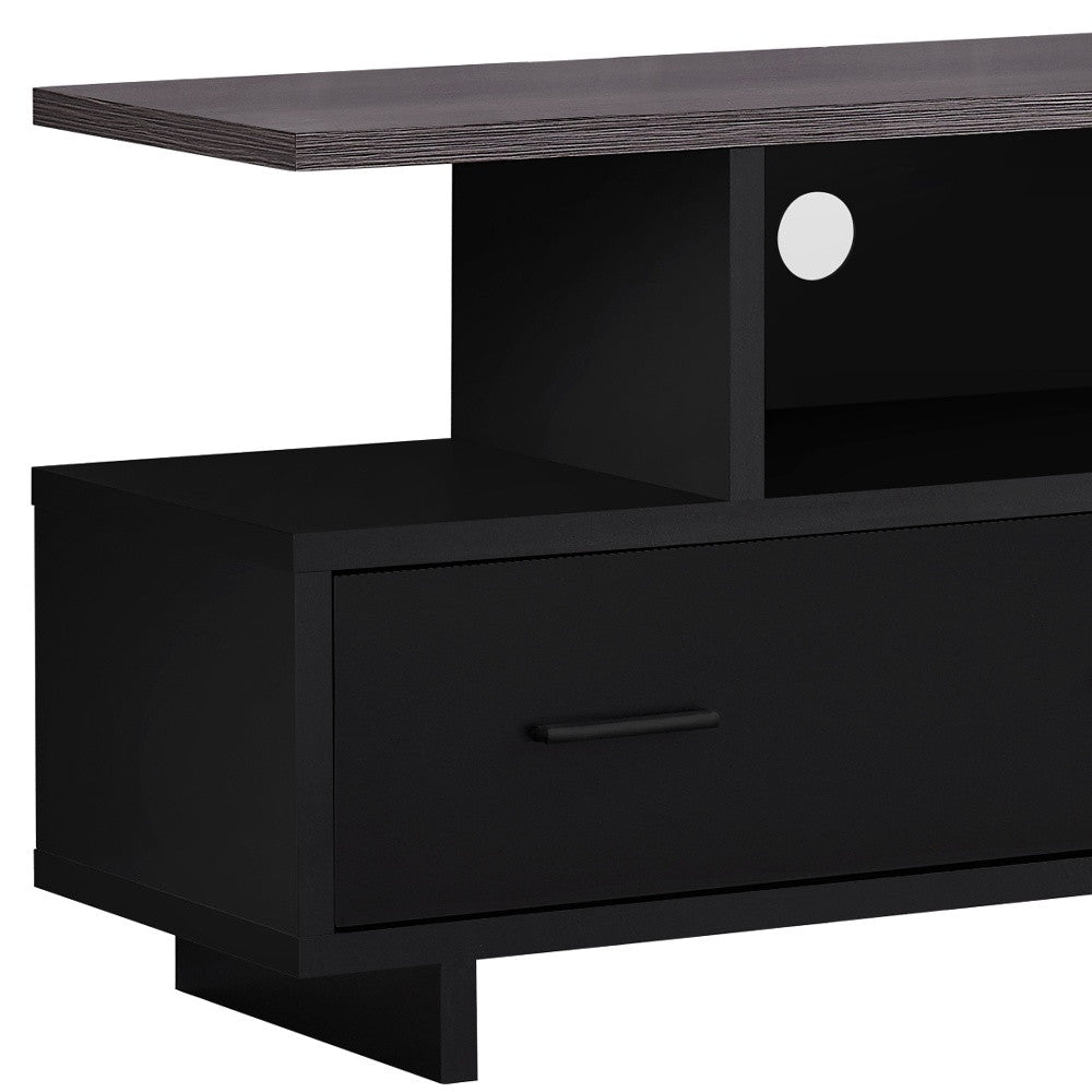 47" Gray and Black Open Shelving TV Stand