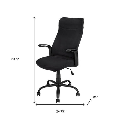 Black Fabric Seat Swivel Adjustable Task Chair Fabric Back Plastic Frame