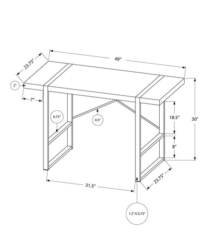 49" Dark Brown and Black Computer Desk
