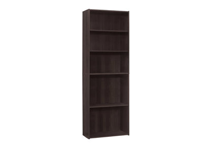 71" Cappuccino Wood Adjustable Bookcase