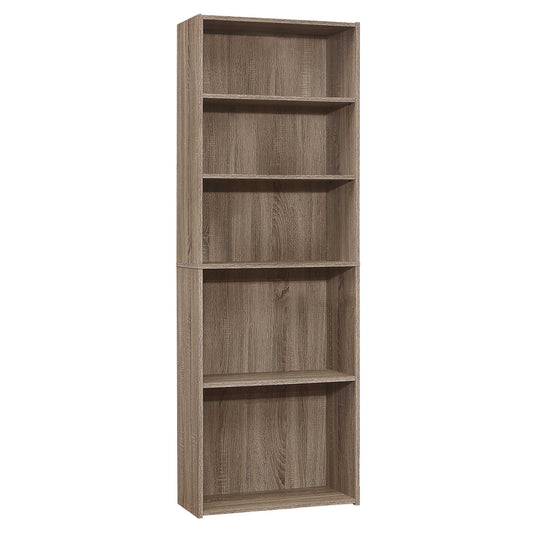 71" Taupe Wood Adjustable Bookcase