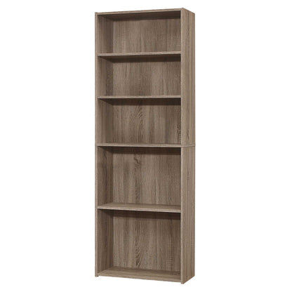 71" Taupe Wood Adjustable Bookcase