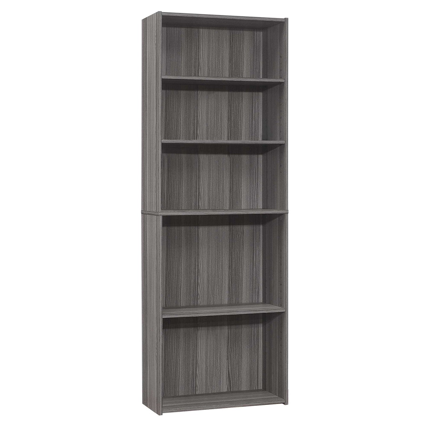 71" Gray Wood Adjustable Bookcase