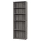 71" Gray Wood Adjustable Five Tier Bookcase