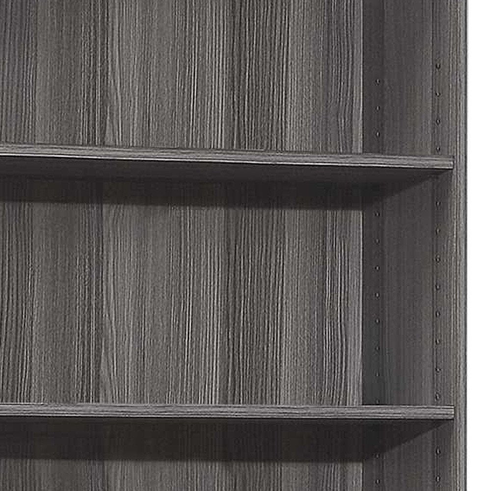 71" Gray Wood Adjustable Five Tier Bookcase