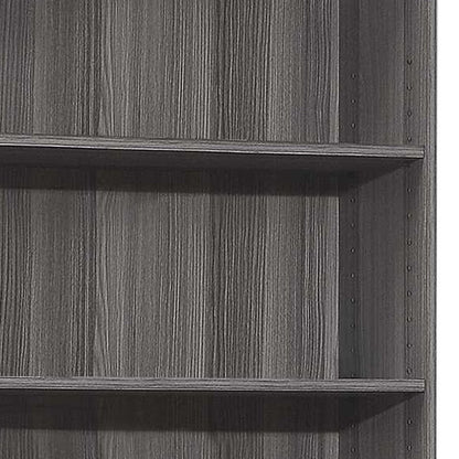 71" Gray Wood Adjustable Five Tier Bookcase